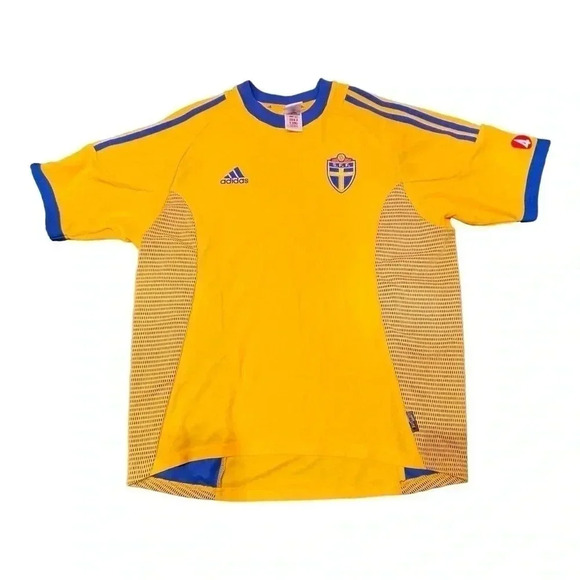 Vintage Adidas 2002-2003 Sweeden Home Soccer Jersey Sz L - Picture 1 of 10